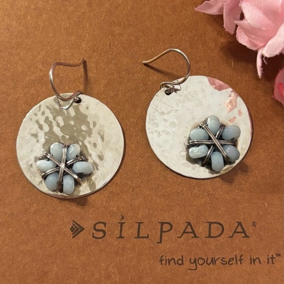 Silpada Quartzite Flower Blossom Sterling Silver Earrings W2138 - Picture 3 of 14